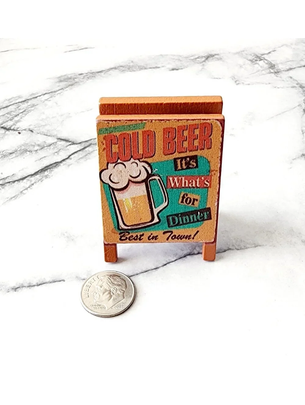 Dollhouse Miniature Wooden Cold Beer Bar Sign #3